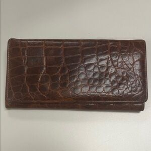 Samsonite Full Grain Stamped Brown Crocodile Wallet & checkbook